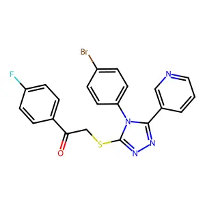 2-((4-(4-BR-PH)-5-(3-Pyridinyl)-4H-1,2,4-triazol-3-YL)thio)-1-(4-F-PH)ethanone structure