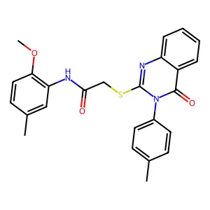 N-(2-methoxy-5-methylphenyl)-2-{[3-(4-methylphenyl)-4-oxo-3,4-dihydroquinazolin-2-yl]sulfanyl}acetamide structure
