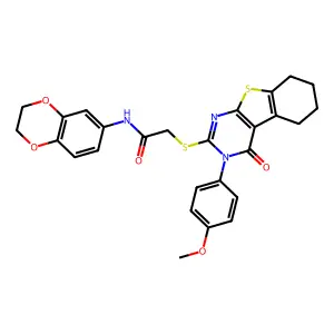 N-(2,3-dihydro-1,4-benzodioxin-6-yl)-2-{[3-(4-methoxyphenyl)-4-oxo-3,4,5,6,7,8-hexahydro[1]benzothieno[2,3-d]pyrimidin-2-yl]sulfanyl}acetamide structure