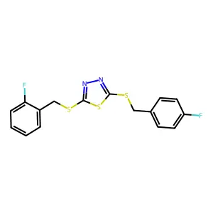 2-((2-Fluorobenzyl)thio)-5-((4-fluorobenzyl)thio)-1,3,4-thiadiazole structure