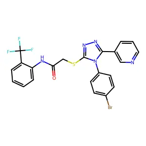 2-{[4-(4-bromophenyl)-5-(pyridin-3-yl)-4H-1,2,4-triazol-3-yl]sulfanyl}-N-[2-(trifluoromethyl)phenyl]acetamide structure