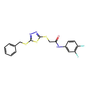 2-((5-(Benzylthio)-1,3,4-thiadiazol-2-YL)thio)-N-(3,4-difluorophenyl)acetamide structure