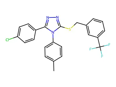 3-(4-chlorophenyl)-4-(4-methylphenyl)-5-{[3-(trifluoromethyl)benzyl]sulfanyl}-4H-1,2,4-triazole structure