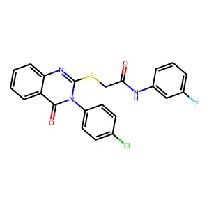 2-((3-(4-CL-PH)-4-Oxo-3,4-dihydro-2-quinazolinyl)thio)-N-(3-F-phenyl)acetamide structure