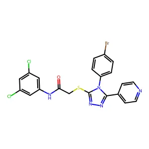 2-{[4-(4-bromophenyl)-5-(pyridin-4-yl)-4H-1,2,4-triazol-3-yl]sulfanyl}-N-(3,5-dichlorophenyl)acetamide structure