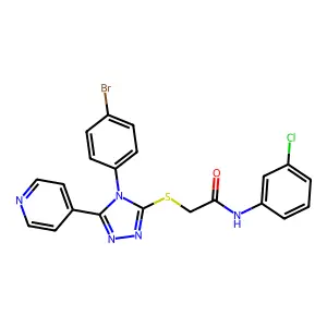 2-((4-(4-BR-PH)-5-(4-Pyridinyl)-4H-1,2,4-triazol-3-YL)thio)-N-(3-CL-PH)acetamide structure