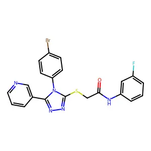 2-((4-(4-BR-PH)-5-(3-Pyridinyl)-4H-1,2,4-triazol-3-YL)thio)-N-(3-F-PH)acetamide structure
