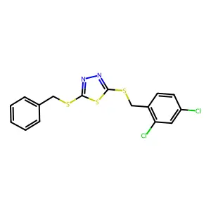 2-(Benzylthio)-5-((2,4-dichlorobenzyl)thio)-1,3,4-thiadiazole structure