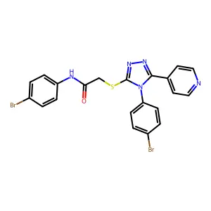 N-(4-BR-PH)-2-((4-(4-BR-PH)-5-(4-Pyridinyl)-4H-1,2,4-triazol-3-YL)thio)acetamide structure