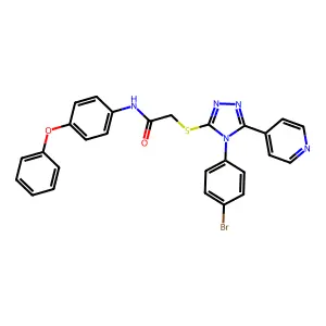 2-{[4-(4-bromophenyl)-5-(pyridin-4-yl)-4H-1,2,4-triazol-3-yl]sulfanyl}-N-(4-phenoxyphenyl)acetamide structure