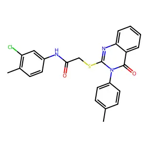 N-(3-CL-4-ME-PH)-2-((3-(4-ME-PH)-4-Oxo-3,4-dihydro-2-quinazolinyl)thio)acetamide structure