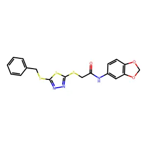 N-(1,3-Benzodioxol-5-YL)-2-((5-(benzylthio)-1,3,4-thiadiazol-2-YL)thio)acetamide structure