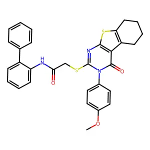 N-([1,1'-Biphenyl]-2-yl)-2-((3-(4-methoxyphenyl)-4-oxo-3,4,5,6,7,8-hexahydrobenzo[4,5]thieno[2,3-d]pyrimidin-2-yl)thio)acetamide structure