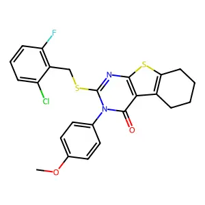 2-((2-Chloro-6-fluorobenzyl)thio)-3-(4-methoxyphenyl)-5,6,7,8-tetrahydrobenzo[4,5]thieno[2,3-d]pyrimidin-4(3H)-one structure