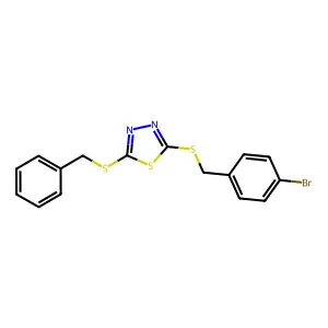 2-(Benzylthio)-5-((4-bromobenzyl)thio)-1,3,4-thiadiazole structure