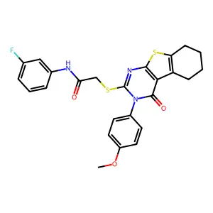 N-(3-fluorophenyl)-2-{[3-(4-methoxyphenyl)-4-oxo-3,4,5,6,7,8-hexahydro[1]benzothieno[2,3-d]pyrimidin-2-yl]sulfanyl}acetamide structure