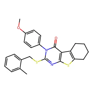 3-(4-methoxyphenyl)-2-[(2-methylbenzyl)sulfanyl]-5,6,7,8-tetrahydro[1]benzothieno[2,3-d]pyrimidin-4(3H)-one structure