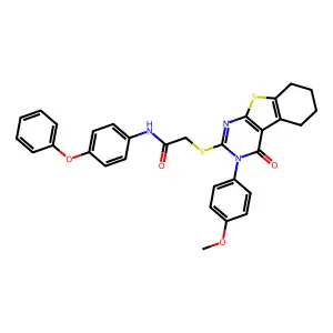2-((3-(4-Methoxyphenyl)-4-oxo-3,4,5,6,7,8-hexahydrobenzo[4,5]thieno[2,3-d]pyrimidin-2-yl)thio)-N-(4-phenoxyphenyl)acetamide structure