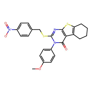 3-(4-methoxyphenyl)-2-[(4-nitrobenzyl)sulfanyl]-5,6,7,8-tetrahydro[1]benzothieno[2,3-d]pyrimidin-4(3H)-one structure