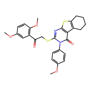 2-{[2-(2,5-dimethoxyphenyl)-2-oxoethyl]sulfanyl}-3-(4-methoxyphenyl)-5,6,7,8-tetrahydro[1]benzothieno[2,3-d]pyrimidin-4(3H)-one structure