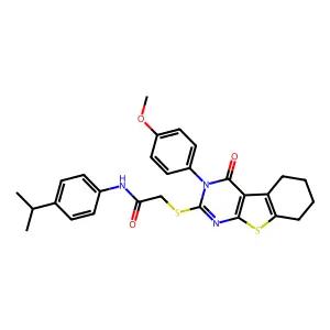N-(4-Isopropylphenyl)-2-((3-(4-methoxyphenyl)-4-oxo-3,4,5,6,7,8-hexahydrobenzo[4,5]thieno[2,3-d]pyrimidin-2-yl)thio)acetamide structure