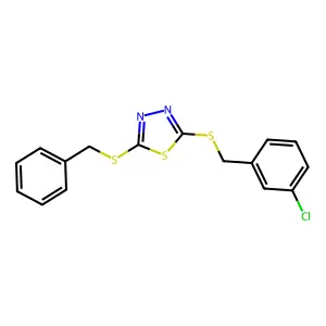 2-(Benzylthio)-5-((3-chlorobenzyl)thio)-1,3,4-thiadiazole structure