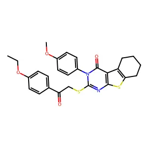 2-{[2-(4-ethoxyphenyl)-2-oxoethyl]sulfanyl}-3-(4-methoxyphenyl)-5,6,7,8-tetrahydro[1]benzothieno[2,3-d]pyrimidin-4(3H)-one structure