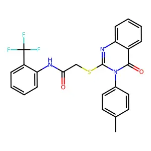 2-((4-Oxo-3-(p-tolyl)-3,4-dihydroquinazolin-2-yl)thio)-N-(2-(trifluoromethyl)phenyl)acetamide structure