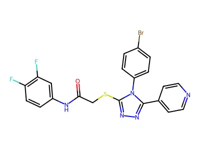 2-{[4-(4-bromophenyl)-5-(pyridin-4-yl)-4H-1,2,4-triazol-3-yl]sulfanyl}-N-(3,4-difluorophenyl)acetamide structure
