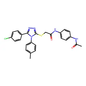 N-[4-(acetylamino)phenyl]-2-{[5-(4-chlorophenyl)-4-(4-methylphenyl)-4H-1,2,4-triazol-3-yl]sulfanyl}acetamide structure