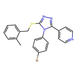 4-(4-(4-Bromophenyl)-5-((2-methylbenzyl)thio)-4H-1,2,4-triazol-3-YL)pyridine structure
