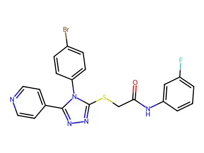 2-((4-(4-BR-PH)-5-(4-Pyridinyl)-4H-1,2,4-triazol-3-YL)thio)-N-(3-F-PH)acetamide structure