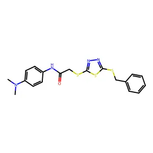 2-((5-(Benzylthio)-1,3,4-thiadiazol-2-YL)thio)-N-(4-(dimethylamino)PH)acetamide structure
