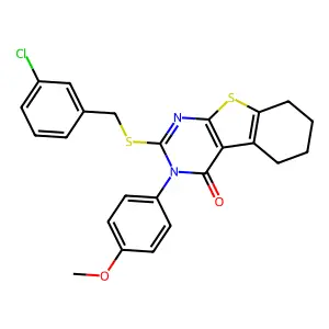 2-((3-Chlorobenzyl)thio)-3-(4-methoxyphenyl)-5,6,7,8-tetrahydrobenzo[4,5]thieno[2,3-d]pyrimidin-4(3H)-one structure