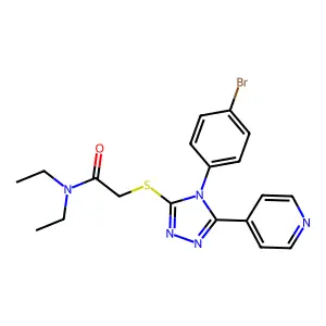 2-((4-(4-BR-PH)-5-(4-Pyridinyl)-4H-1,2,4-triazol-3-YL)thio)-N,N-diethylacetamide structure