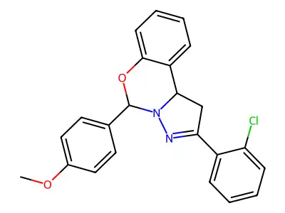 2-(2-CL-Phenyl)-5-(4-methoxyphenyl)-1,10B-dihydropyrazolo(1,5-C)(1,3)benzoxazine structure