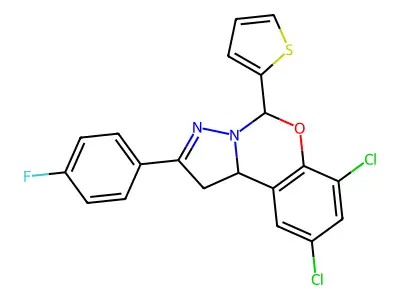 7,9-DICHLORO-2-(4-FLUOROPHENYL)-5-(2-THIENYL)-1,10B-DIHYDROPYRAZOLO[1,5-C][1,3]BENZOXAZINE structure