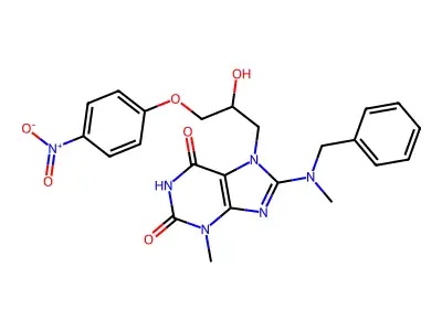 8-[BENZYL(METHYL)AMINO]-7-[2-HYDROXY-3-(4-NITROPHENOXY)PROPYL]-3-METHYL-3,7-DIHYDRO-1H-PURINE-2,6-DIONE structure