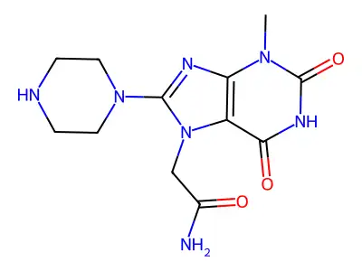 2-(3-ME-2,6-Dioxo-8-(1-piperazinyl)-1,2,3,6-tetrahydro-7H-purin-7-YL)acetamide structure
