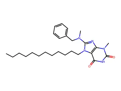 8-(Benzyl(methyl)amino)-7-dodecyl-3-methyl-3,7-dihydro-1H-purine-2,6-dione structure