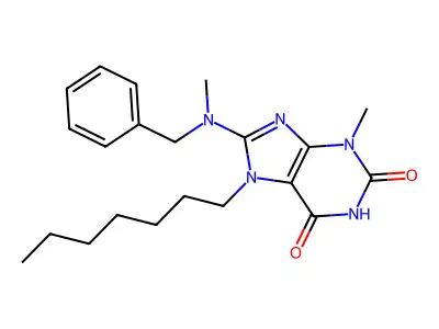 8-(Benzyl(methyl)amino)-7-heptyl-3-methyl-3,7-dihydro-1H-purine-2,6-dione structure