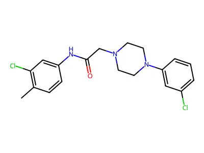 N-(3-Chloro-4-methylphenyl)-2-(4-(3-chlorophenyl)-1-piperazinyl)acetamide structure