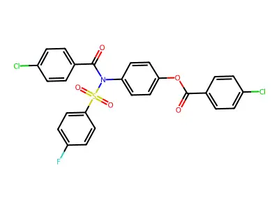 4-(4-chloro-N-((4-fluorophenyl)sulfonyl)benzamido)phenyl 4-chlorobenzoate structure