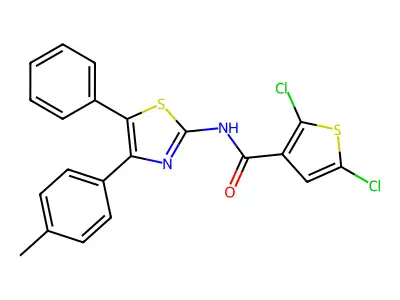 2,5-dichloro-N-[4-(4-methylphenyl)-5-phenyl-1,3-thiazol-2-yl]thiophene-3-carboxamide structure