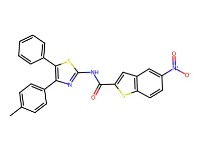 N-[4-(4-methylphenyl)-5-phenyl-1,3-thiazol-2-yl]-5-nitro-1-benzothiophene-2-carboxamide structure