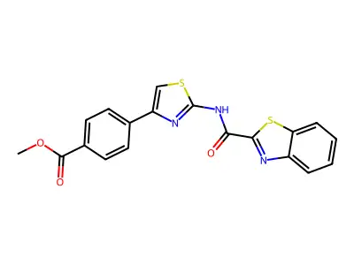Methyl 4-(2-(benzo[d]thiazole-2-carboxamido)thiazol-4-yl)benzoate structure