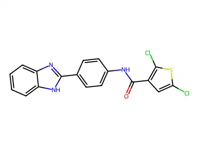 N-[4-(1H-benzimidazol-2-yl)phenyl]-2,5-dichlorothiophene-3-carboxamide structure