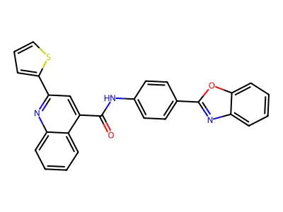 N-(4-(benzo[d]oxazol-2-yl)phenyl)-2-(thiophen-2-yl)quinoline-4-carboxamide structure