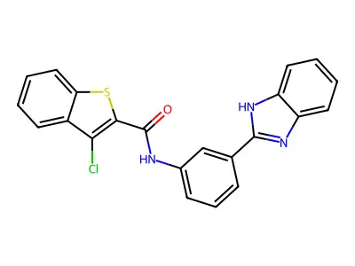 N-(3-(1H-benzo[d]imidazol-2-yl)phenyl)-3-chlorobenzo[b]thiophene-2-carboxamide structure