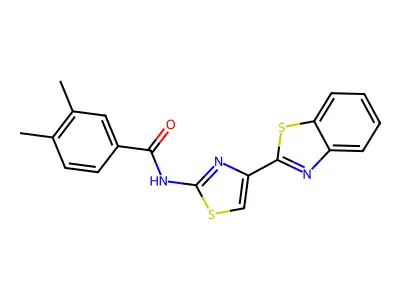 N-[4-(1,3-benzothiazol-2-yl)-1,3-thiazol-2-yl]-3,4-dimethylbenzamide structure